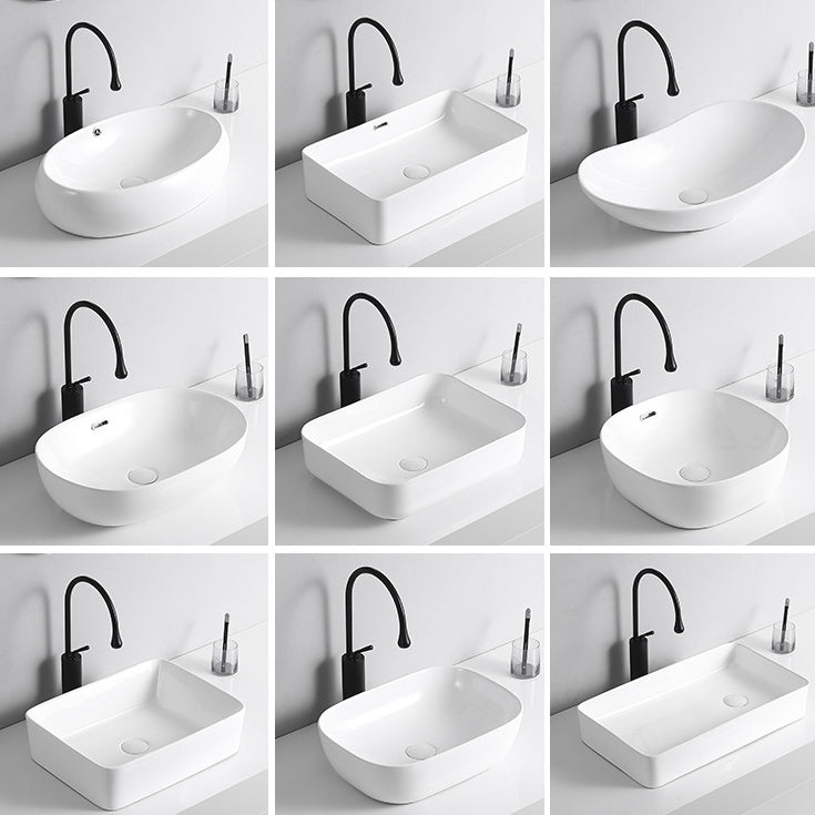 Modern Vessel Lavatory Sink Porcelain Rectangular Vessel Sink(Not Including Faucet)
