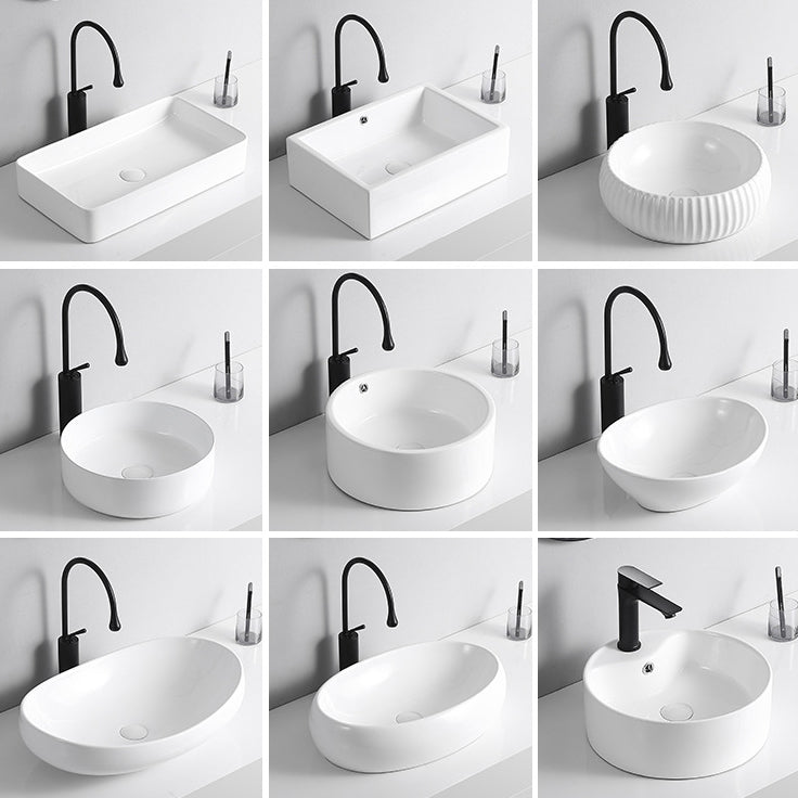 Modern Vessel Lavatory Sink Porcelain Rectangular Vessel Sink(Not Including Faucet)