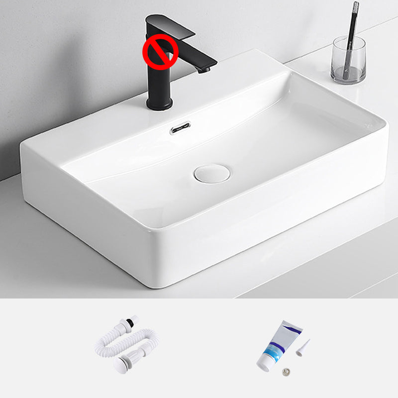 Modern Vessel Lavatory Sink Porcelain Rectangular Vessel Sink(Not Including Faucet)