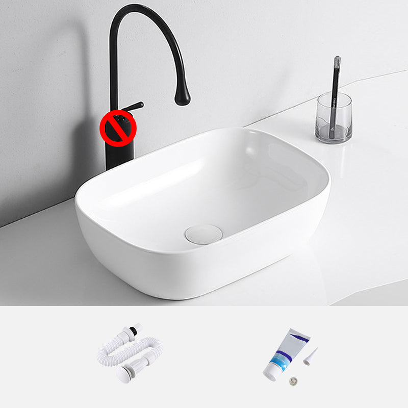 Modern Vessel Lavatory Sink Porcelain Rectangular Vessel Sink(Not Including Faucet)