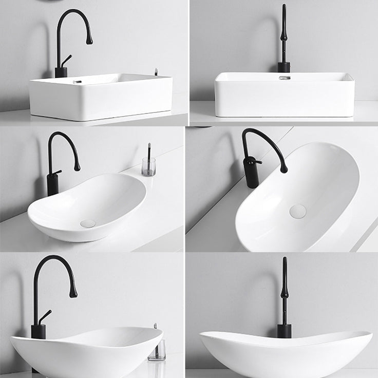 Modern Vessel Lavatory Sink Porcelain Rectangular Vessel Sink(Not Including Faucet)