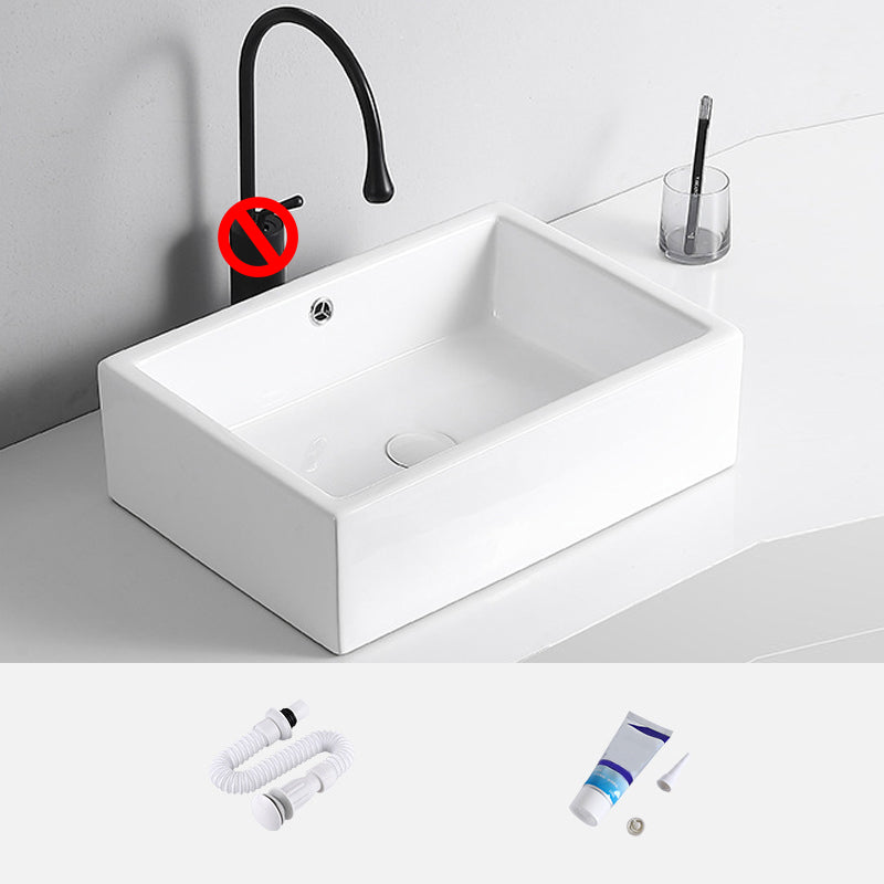 Modern Vessel Lavatory Sink Porcelain Rectangular Vessel Sink(Not Including Faucet)