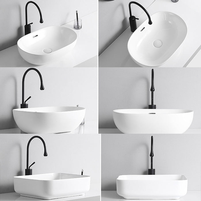 Modern Vessel Lavatory Sink Porcelain Rectangular Vessel Sink(Not Including Faucet)