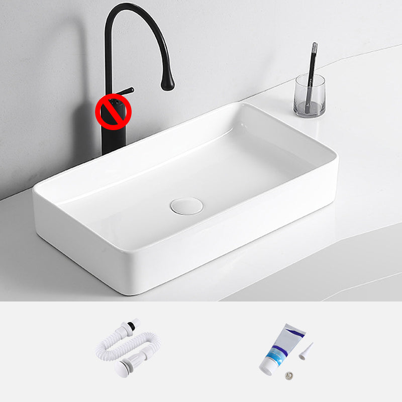 Modern Vessel Lavatory Sink Porcelain Rectangular Vessel Sink(Not Including Faucet)