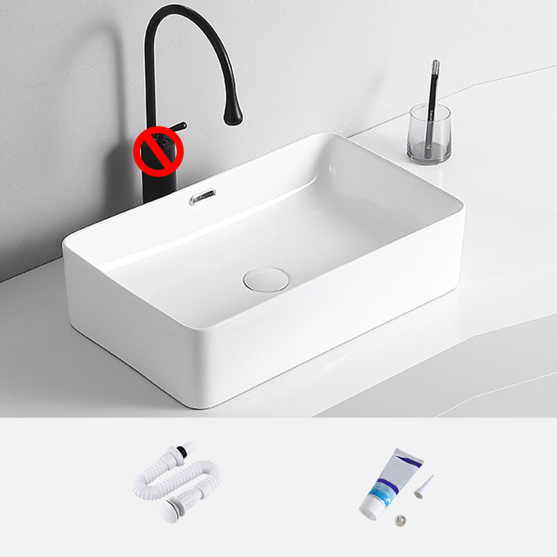 Modern Vessel Lavatory Sink Porcelain Rectangular Vessel Sink(Not Including Faucet)