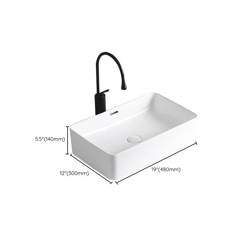 Modern Vessel Lavatory Sink Porcelain Rectangular Vessel Sink(Not Including Faucet)