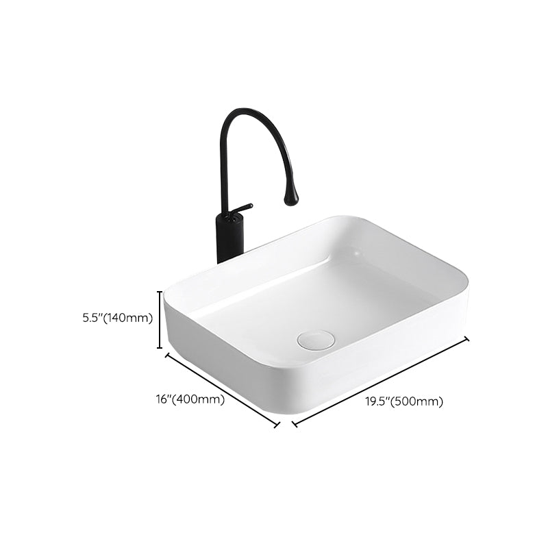 Modern Vessel Lavatory Sink Porcelain Rectangular Vessel Sink(Not Including Faucet)