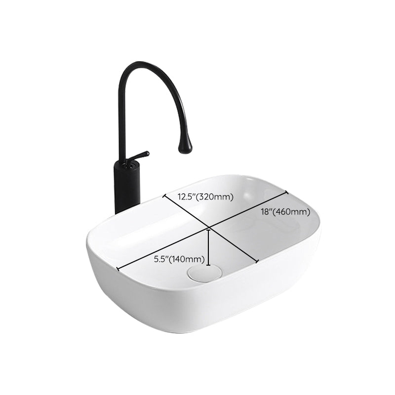 Modern Vessel Lavatory Sink Porcelain Rectangular Vessel Sink(Not Including Faucet)