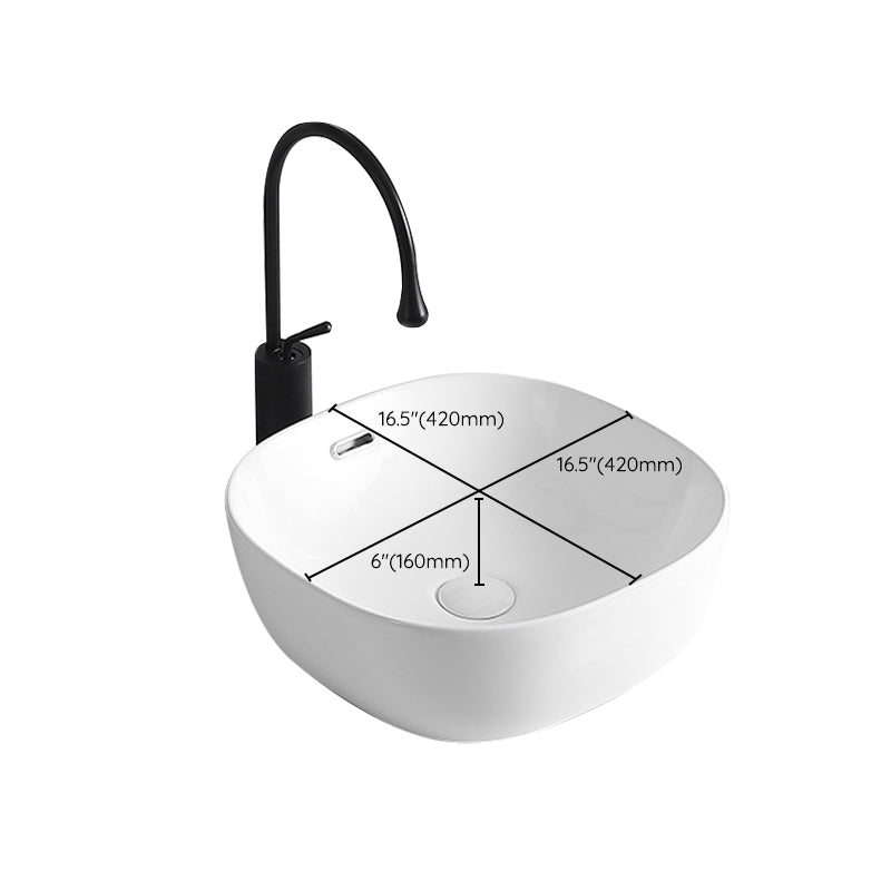 Modern Vessel Lavatory Sink Porcelain Rectangular Vessel Sink(Not Including Faucet)
