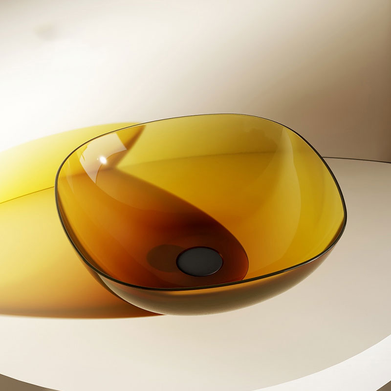 Modern Vessel Bathroom Sink Square Resin with Pop-Up Drain Vessel Lavatory Sink Only