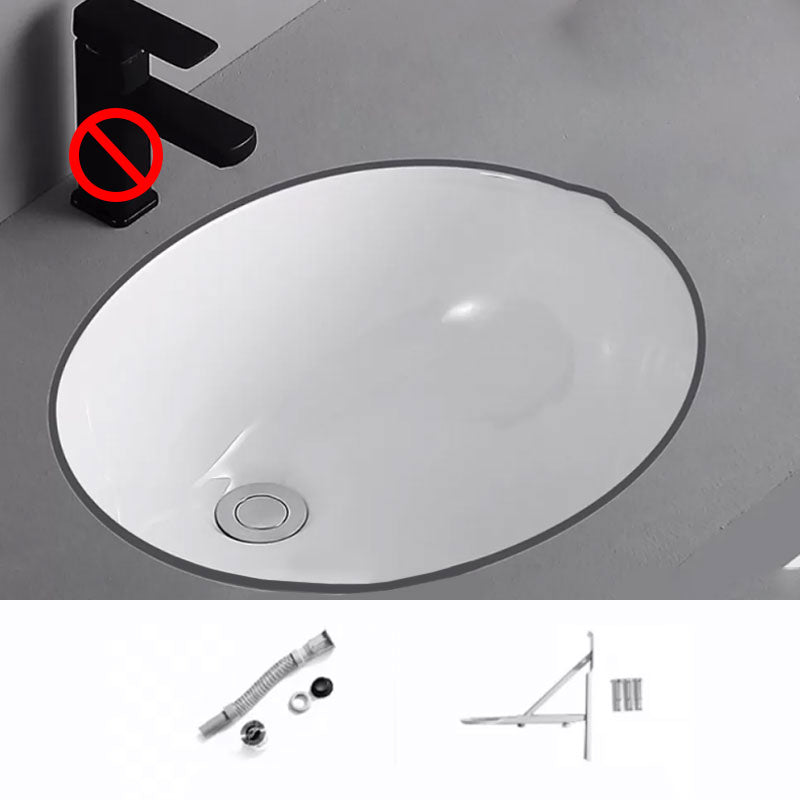 Traditional Undermount Vanity Sink Porcelain Rectangular with Pop-Up Drain Vessel Sink