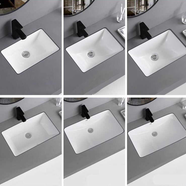Traditional Undermount Vanity Sink Porcelain Rectangular with Pop-Up Drain Vessel Sink