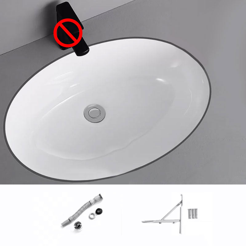 Traditional Undermount Vanity Sink Porcelain Rectangular with Pop-Up Drain Vessel Sink