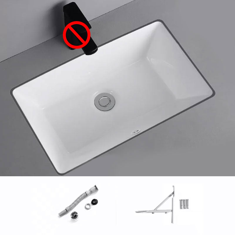 Traditional Undermount Vanity Sink Porcelain Rectangular with Pop-Up Drain Vessel Sink