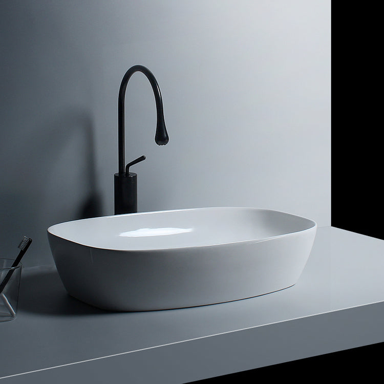 Traditional Vessel Bathroom Sink Porcelain with Faucet Basin Sink