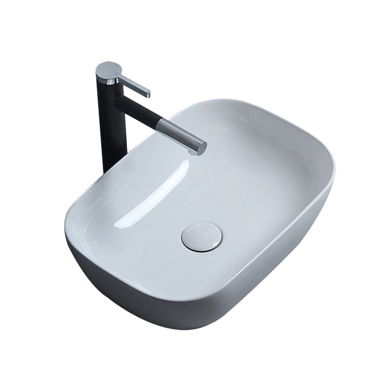 Traditional Vessel Bathroom Sink Porcelain with Faucet Basin Sink