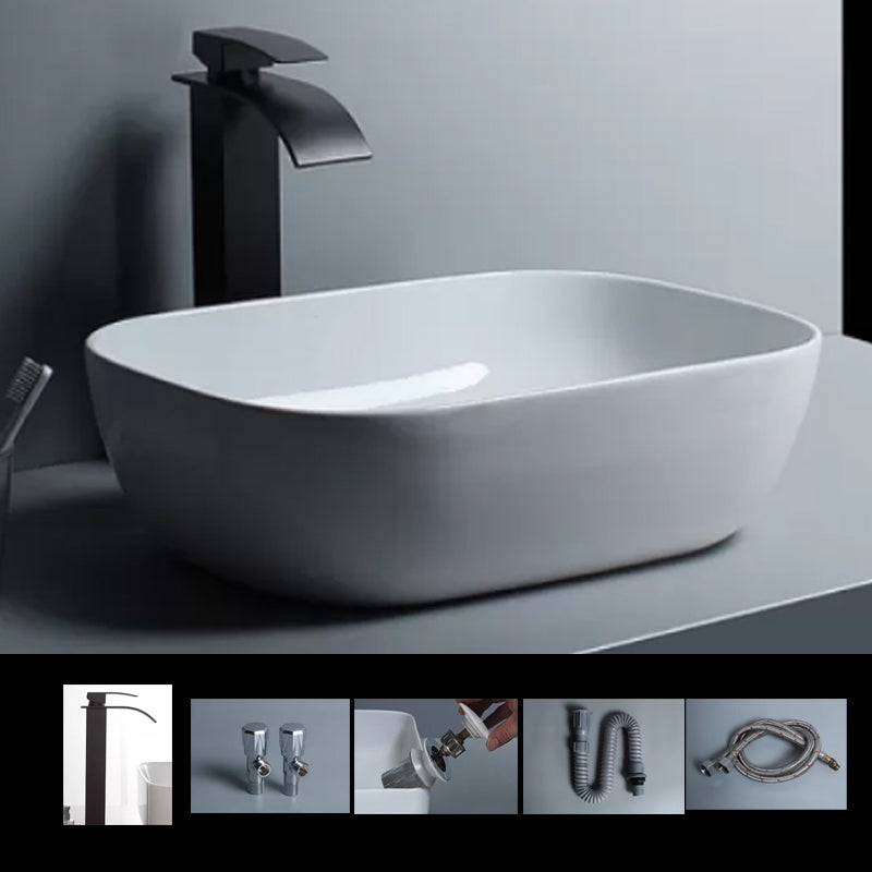 Traditional Vessel Bathroom Sink Porcelain with Faucet Basin Sink