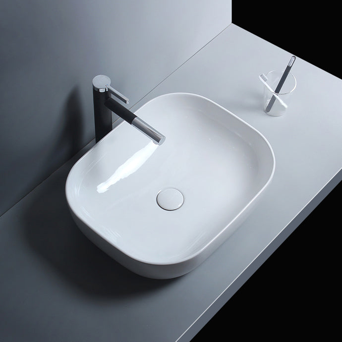 Traditional Vessel Bathroom Sink Porcelain with Faucet Basin Sink