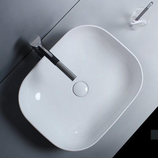 Traditional Vessel Bathroom Sink Porcelain with Faucet Basin Sink