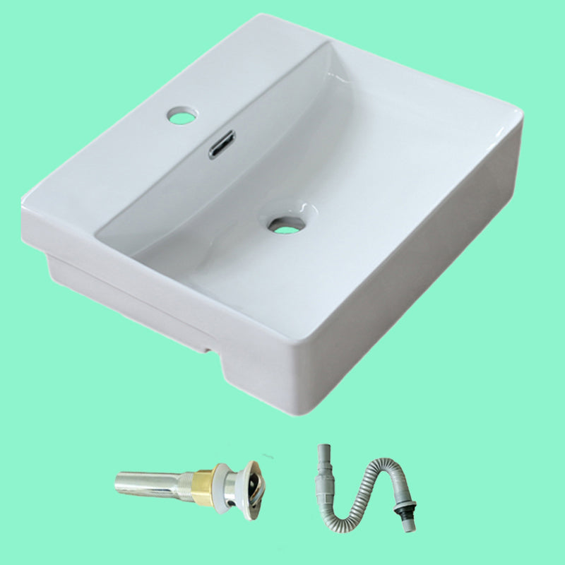 Modern Porcelain Bathroom Sink Rectangular Vessel Lavatory Sink