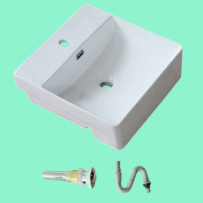 Modern Porcelain Bathroom Sink Rectangular Vessel Lavatory Sink