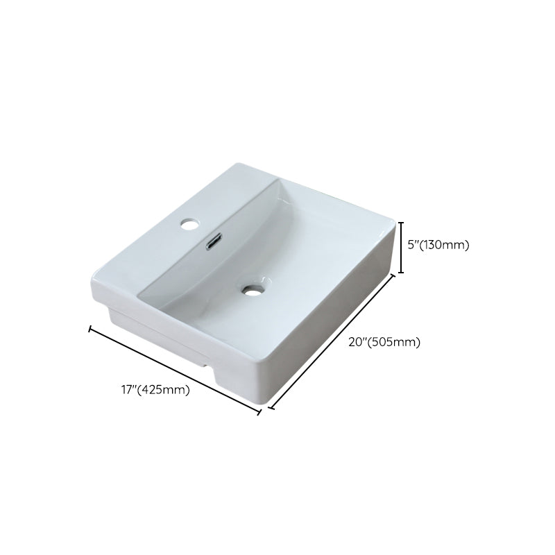 Modern Porcelain Bathroom Sink Rectangular Vessel Lavatory Sink