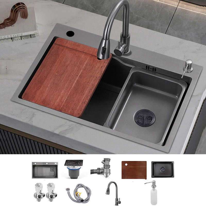 Black Kitchen Sink Single Bowl Cutting Board Top Mount Stainless Steel Kitchen Sink
