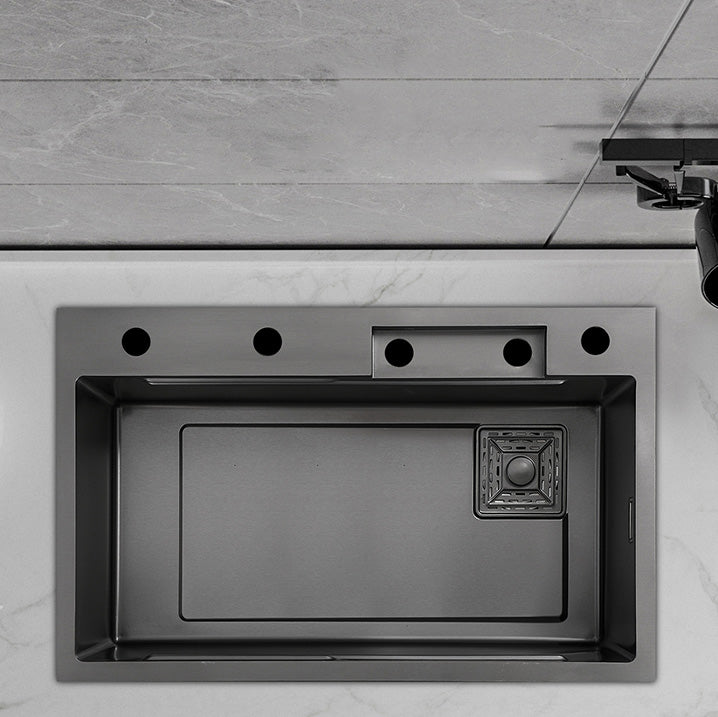 Black Kitchen Sink Single Bowl Cutting Board Top Mount Stainless Steel Kitchen Sink