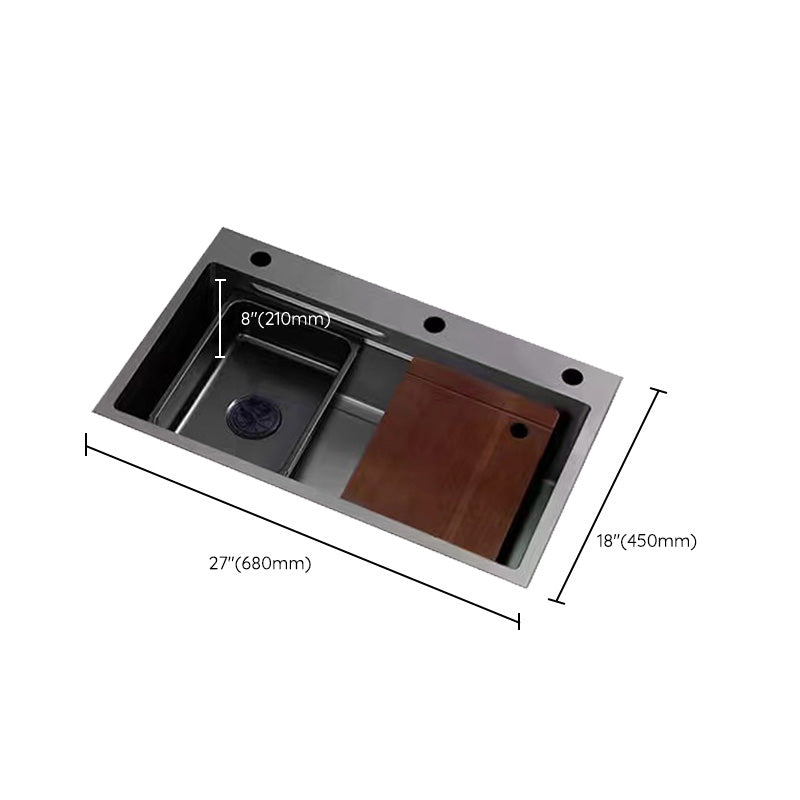 Black Kitchen Sink Single Bowl Cutting Board Top Mount Stainless Steel Kitchen Sink