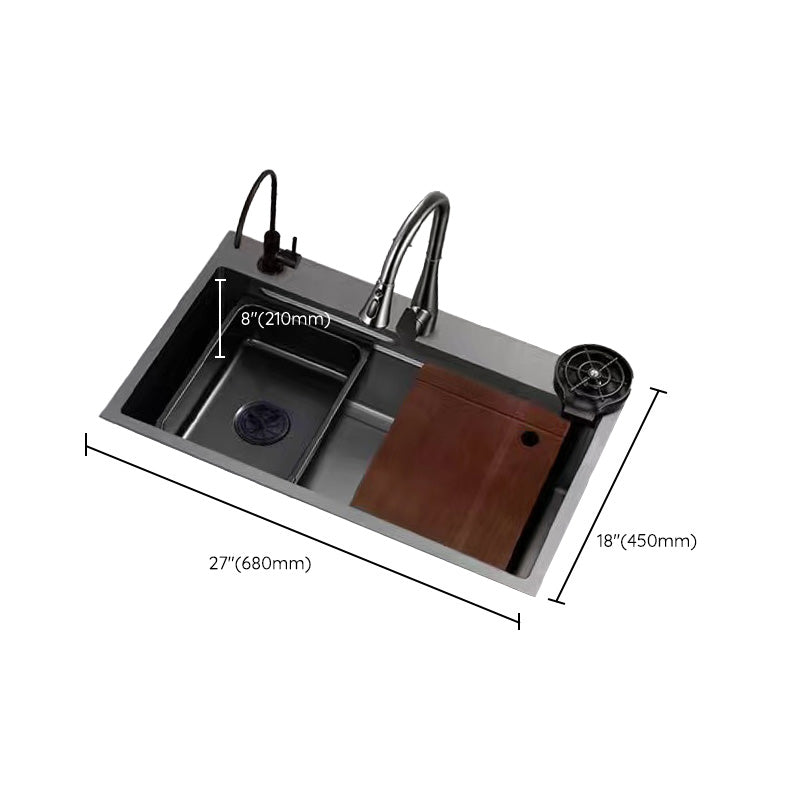 Black Kitchen Sink Single Bowl Cutting Board Top Mount Stainless Steel Kitchen Sink