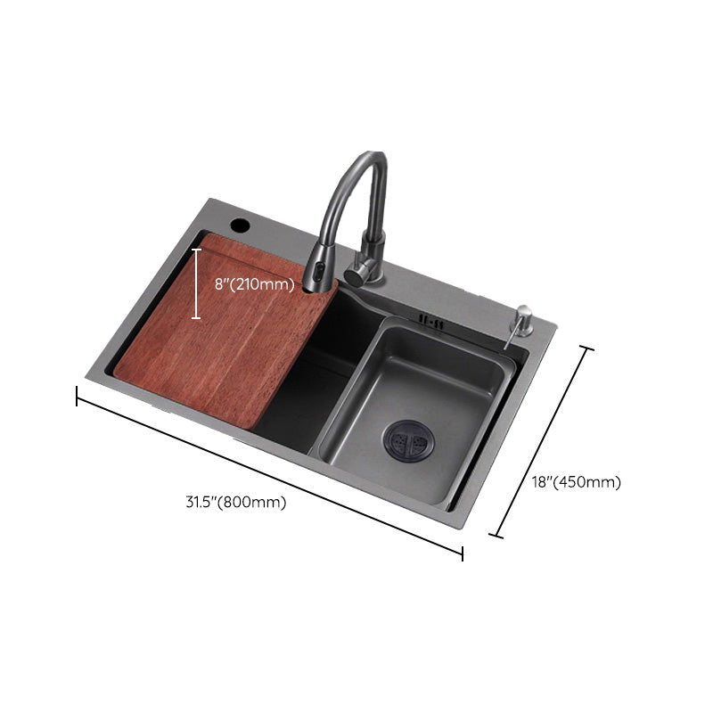 Black Kitchen Sink Single Bowl Cutting Board Top Mount Stainless Steel Kitchen Sink