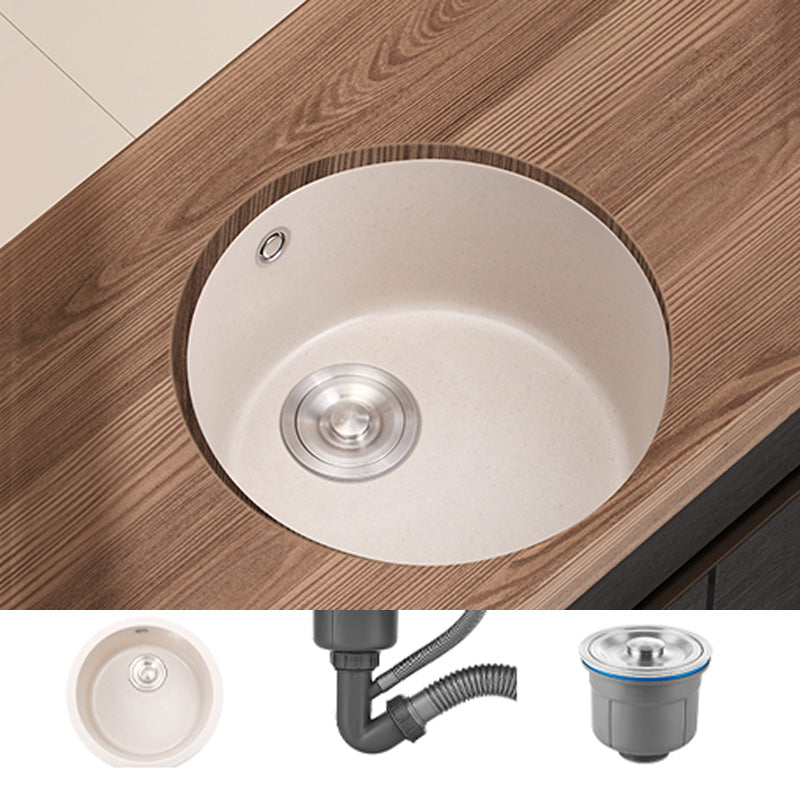 Round Kitchen Sink Quartz Single Bowl Kitchen Sink with Drain Assembly