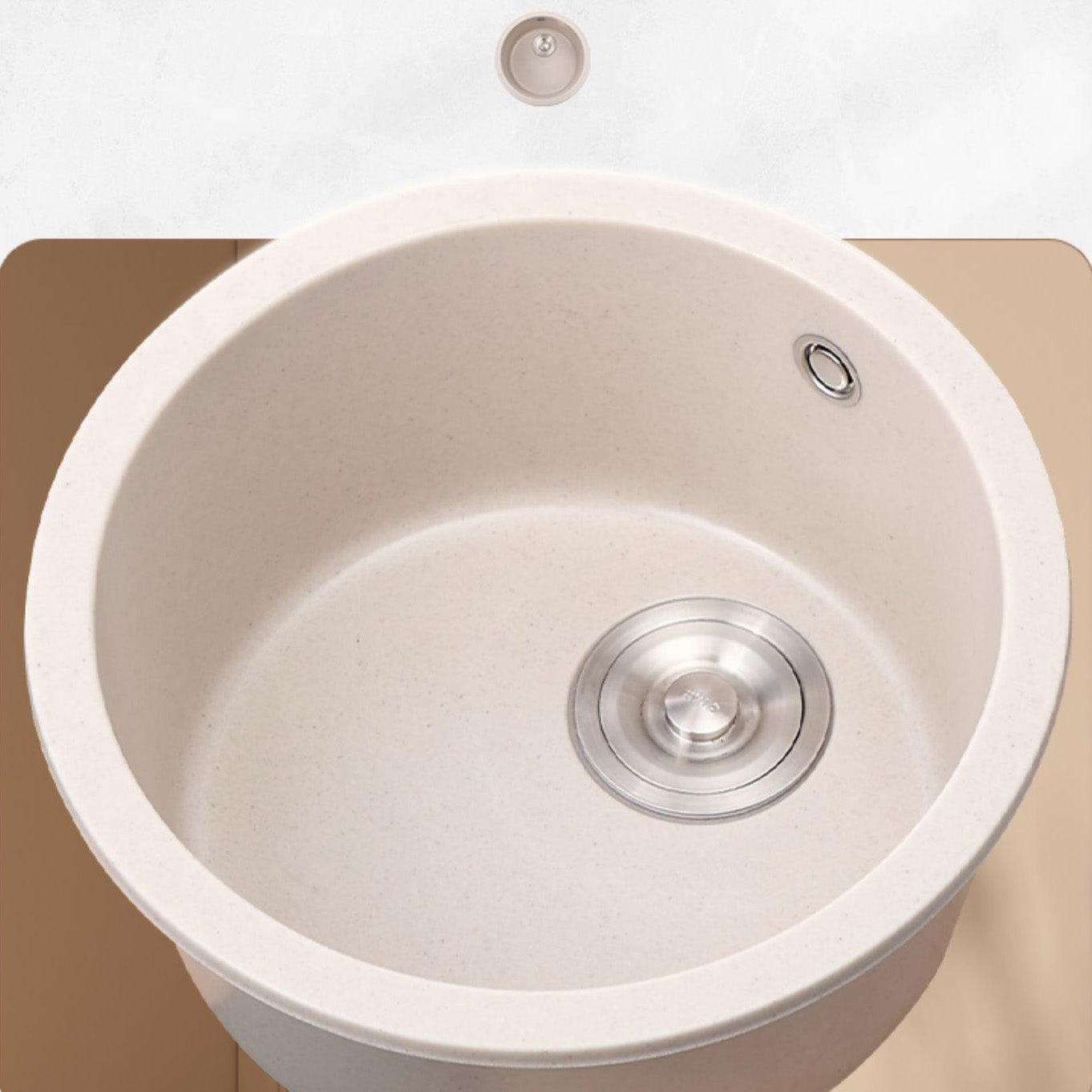 Round Kitchen Sink Quartz Single Bowl Kitchen Sink with Drain Assembly