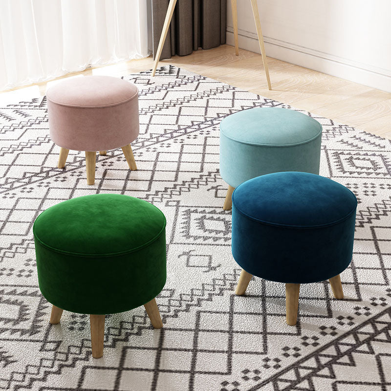 Solid Color Flannel Standard Stool Modern Style Simple Household Round Stool