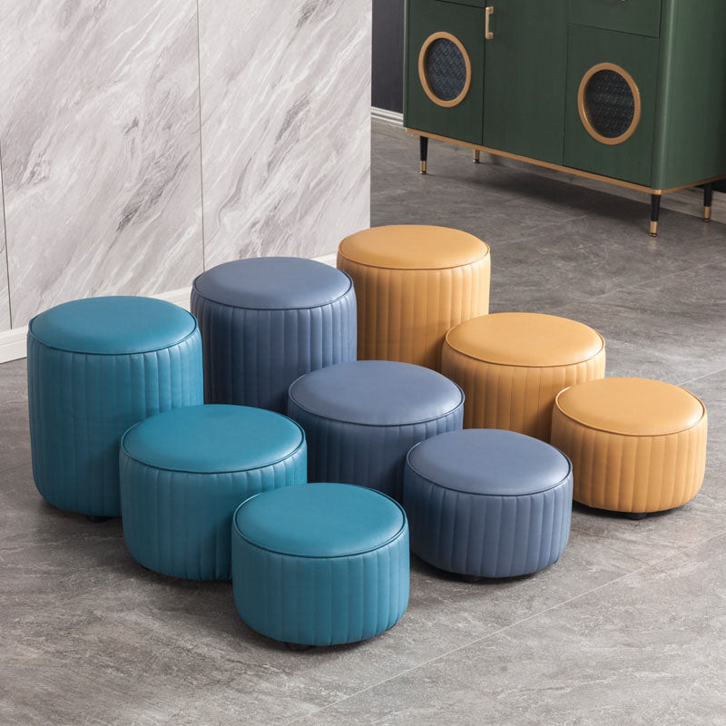 Leather Standard Stool Modern Style Simple Household Round Footstool