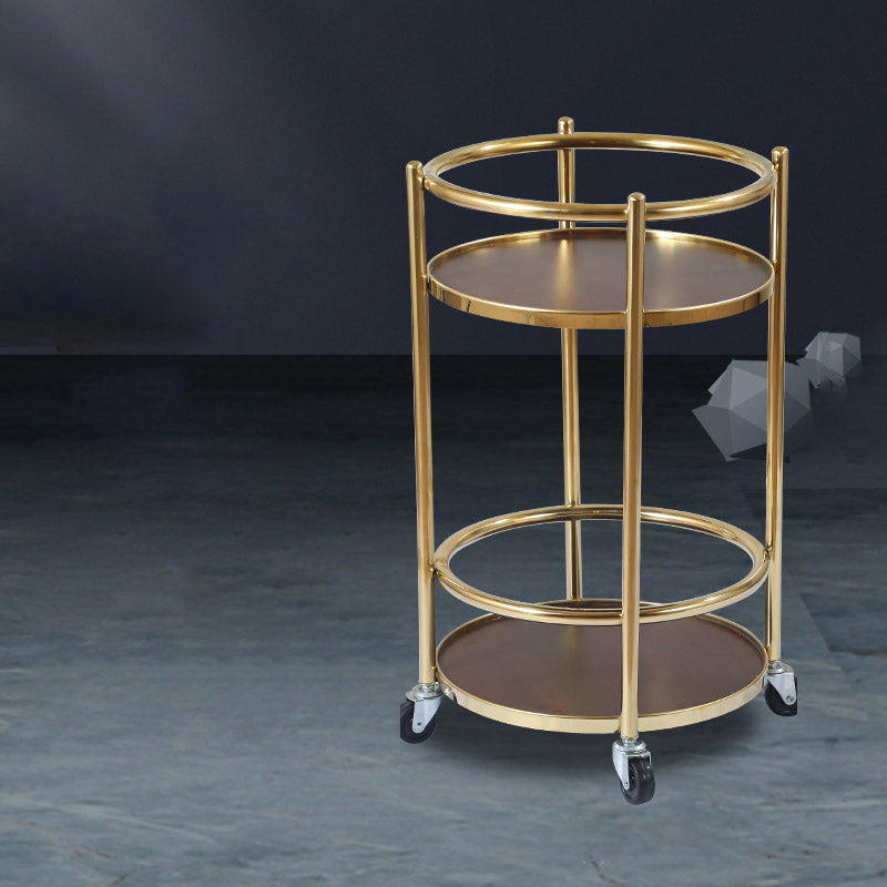 Modern Open Storage Prep Table Round Home Dining Kitchen Trolley