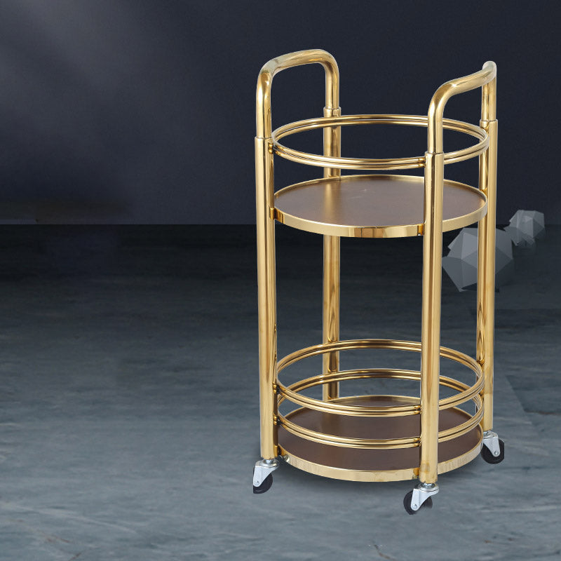 Modern Open Storage Prep Table Round Home Dining Kitchen Trolley