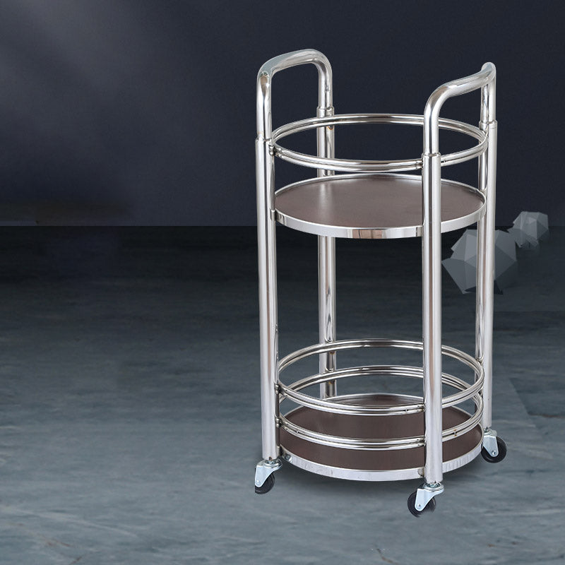 Modern Open Storage Prep Table Round Home Dining Kitchen Trolley