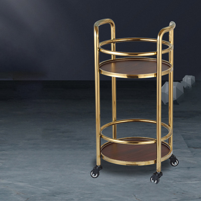 Modern Open Storage Prep Table Round Home Dining Kitchen Trolley