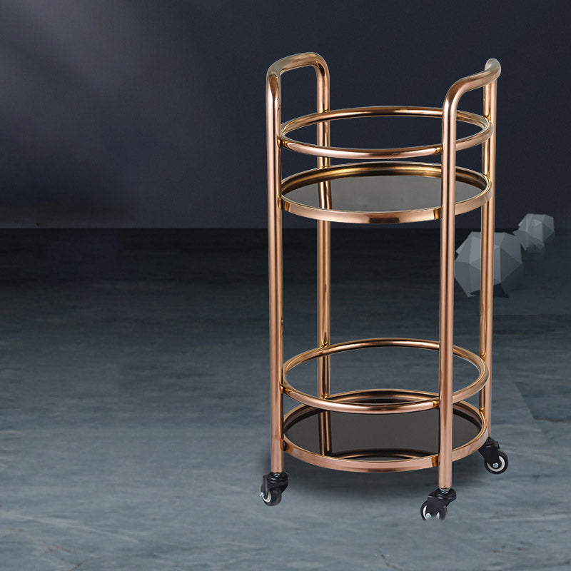 Modern Open Storage Prep Table Round Home Dining Kitchen Trolley
