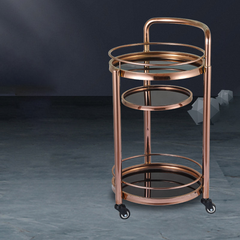 Modern Open Storage Prep Table Round Home Dining Kitchen Trolley