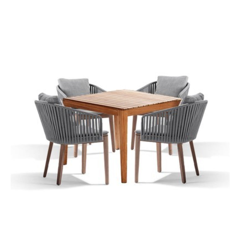 Light Brown Boho Dining Table Set 1/4/5/7/9 Pcs Rattan Dining Set