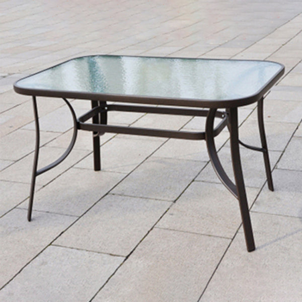 Industrial Glass Top Bistro Table Water Resistant Patio Table with Iron Frame