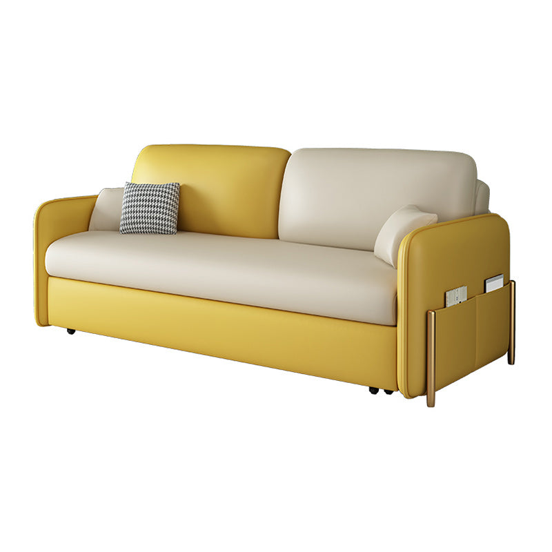 Pillow Back Futon Sleeper Sofa Faux Leather Sleeper Sofa with Storage