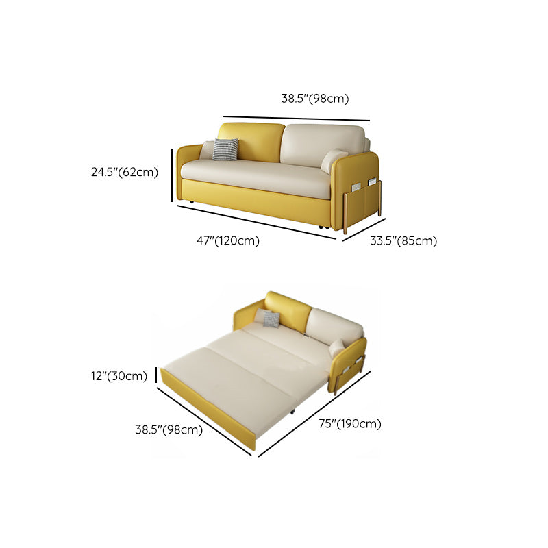 Pillow Back Futon Sleeper Sofa Faux Leather Sleeper Sofa with Storage