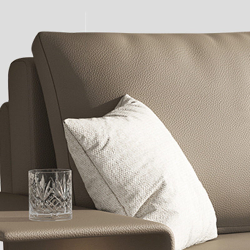 Leather Sleeper Sofa Gray Pillow Back Futon Sleeper Sofa with Storage