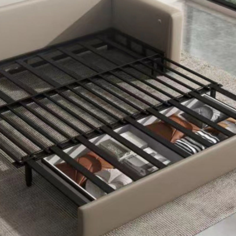 Leather Sleeper Sofa Gray Pillow Back Futon Sleeper Sofa with Storage