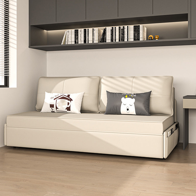 Pillow Back White Sleeper Sofa Bonded Leather Scandinavian Futon Sofa Bed