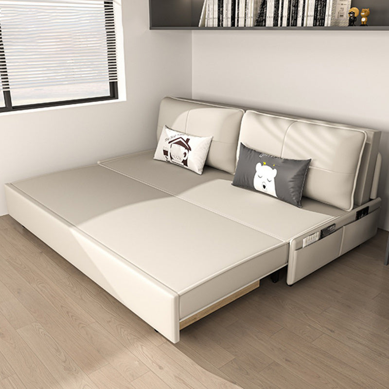 Pillow Back White Sleeper Sofa Bonded Leather Scandinavian Futon Sofa Bed