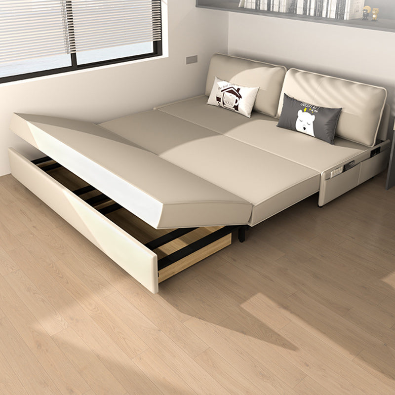 Pillow Back White Sleeper Sofa Bonded Leather Scandinavian Futon Sofa Bed